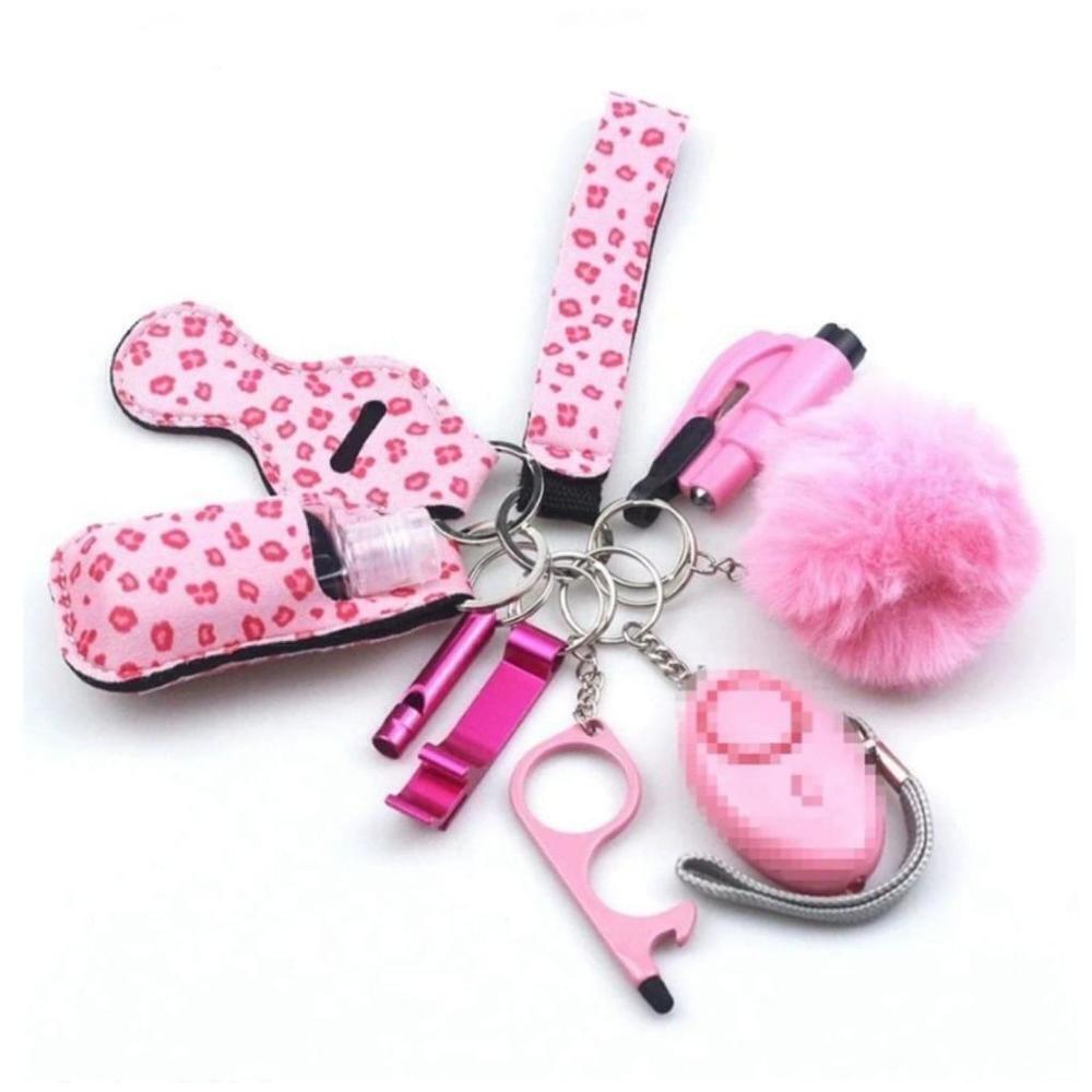 10-piece Self Defense Keychain in Pink Leopard Pattern